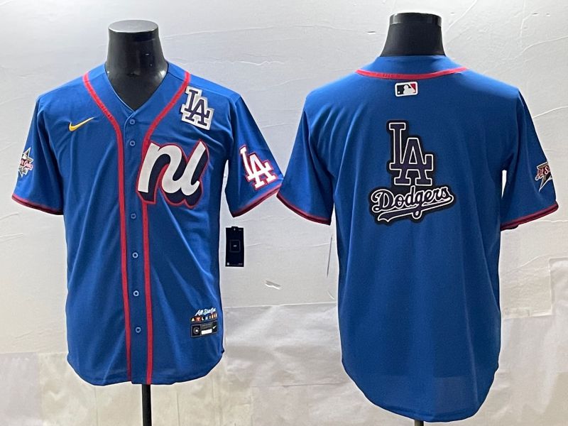 Men 2025 Los Angeles Dodgers Blank Blue All star Blank Blue Nike MLB Jersey style 8->los angeles dodgers->MLB Jersey
